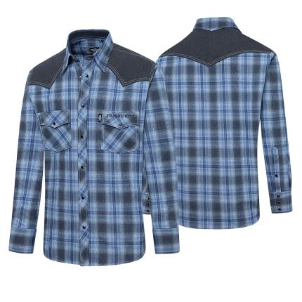 Country Hemd Hank Blue - Blaues Westernhemd  - Stars & Stripes Cowboyhemd 