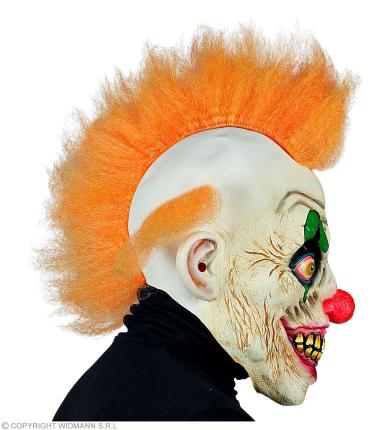 Horror Zirkus Clown Vollkopfmaske mit Haaren - Clownmaske 