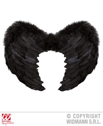 Schwarzer Engel Flügel aus schwarzen  Federn 37 x 50 cm  