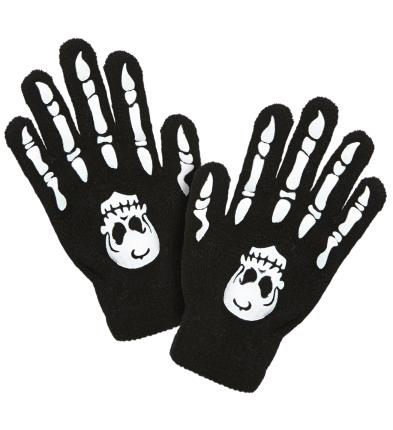 Halloween Knochenhandschuhe mit Totenkopf - Erwachsenen oder Kinder Handschuhe 