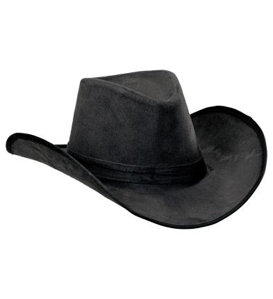 Schwarzer Cowboy Hut Wildlederoptk - Cowboyhut Westernhut schwarz 