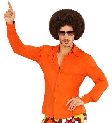 Orange Groovy 70er Jahre Hemd Herren Schlager Gr. S - XXL Gr.  L/XL - Orange