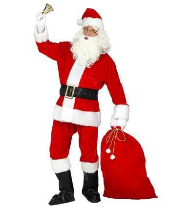 Premium Kostümset für den Weihnachtsmann Gr. 2XL/3XL - mit Sack, Brille  Bart, Stiefelabdecker, Gürtel 