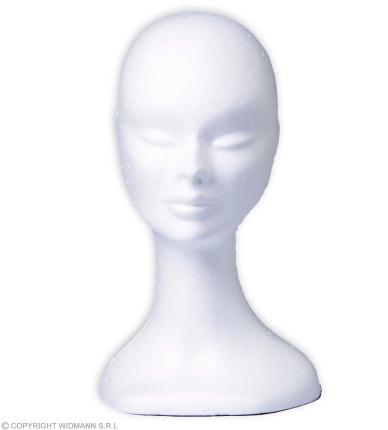Kopf für Perücken, Masken - weißer Kunststoffkopf  aus Styropor 
