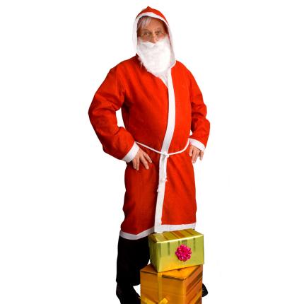 Weihnachtsmann Kostüm Aktion Größe M/L - Bart, Mantel, Gürtel 