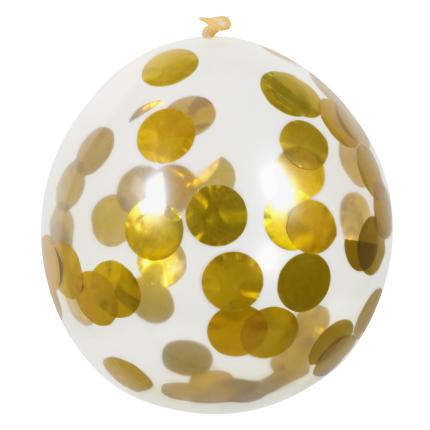 5 Latex Confetti-Ballons gold (Ø 30 cm) 