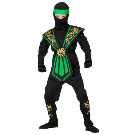 Kinder Kostüm Kombat Ninja in grün - Kostümset Kämpfer, Krieger - Gr. 116 - 158 cm 