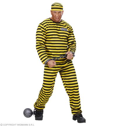 Kostüm Gefangener gelb schwarz Häftling Knast XXL - 56