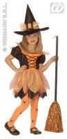 Kinderkostüm Hexe mit Kleid und Hut - Kinder 110 cm - 3-4 Jahre