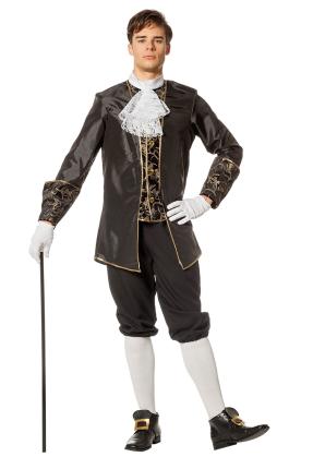 Schwarzes Rokokokostüm - Gr. 50-60 - Wilbers Herren Kostüm Marquis Prinz Baron 