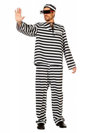 Sträflingskostüm – Kostüm für Herren – Gefangener Verbrecher Häftling in Gr. 48 - 64 