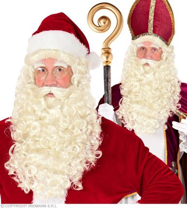 Weihnachtsmann, Saint Nikolaus Perücke mit Bart, Schnurrbart, Augenbrauen 