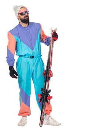 Retro Ski-Anzug in Gr.48-62 – Snowboarder Kostüm für Herren 