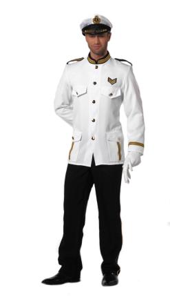 Kapitänskostüm für Herren – Verkleidung als Kapitän Marine Seemann Bootsmann Admiral in Gr. 50 -58 