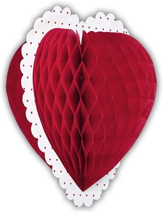 Wabenball, rotes Herz, Ø 25cm, Dekoration, Mottoparty, Hochzeit, Valentinstag 