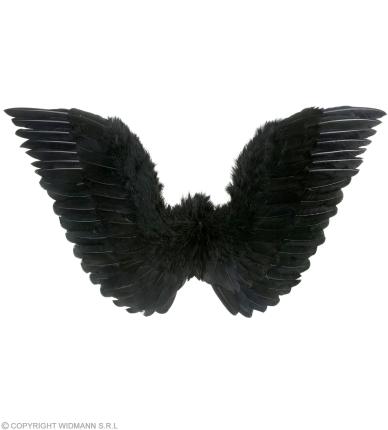 Schwarzer gefiederte Flügel 86 x 62 cm - Engelsflügel Teufel 