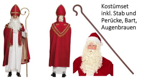 St Nikolaus Kostüm von Boland mit Perücke + Bart + Stab Gr. L/XL 