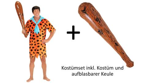 Kostüm Steinzeitmann - Steinzeit Mann - Neandertaler inkl. aufblasbarer Keule 