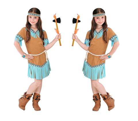 Indianerin Kostüm mit Kleid, Gürtel, Stirnband - Kinderkostüm 