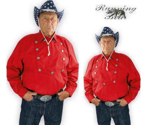 Rotes Country Westernhemd Gr. S - 3XL  John Wayne von Running Bear  - Cowboyhemd 