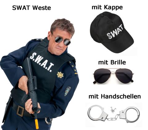 S. W. A. T. Weste - Männerweste - SWAT - Undercover Polizei Set mit Zubehör 