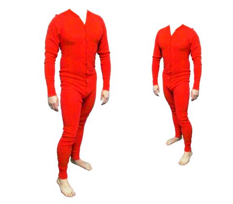 Long John Western Unterwäsche rot Einteiler Baumwolle  - Cowboy Unterhose 