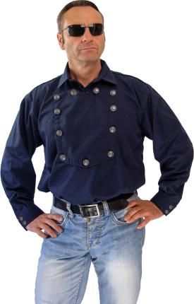 Blaues Country Westernhemd  John Wayne von Running Bear M- 4XL - Cowboyhemd 