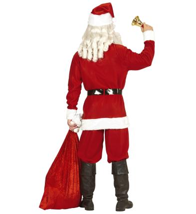Kostüm Weihnachtsmann Samt Kasack Hose Hut mit Plüschrand Gürtel mit Schnalle 