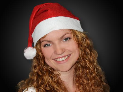 Mini Weihnachtsmütze Nikolaus-Mütze mit Haarspange Haarclip rot mit Bommel 130 