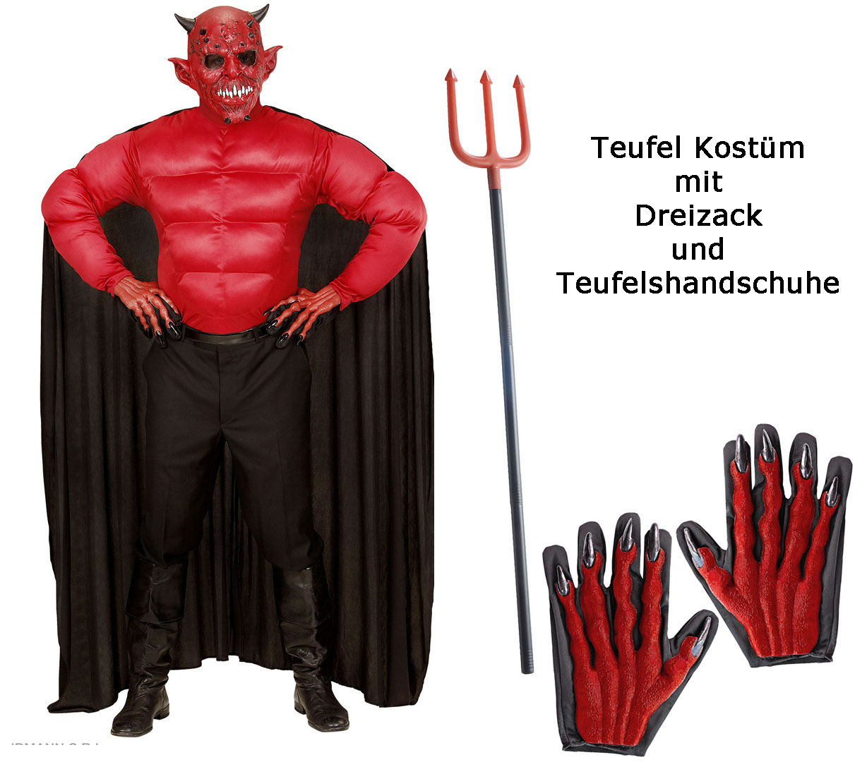 Teufels Karneval Mottopart... Handschuhe Unterwelt Hölle Hallowen Teufel 