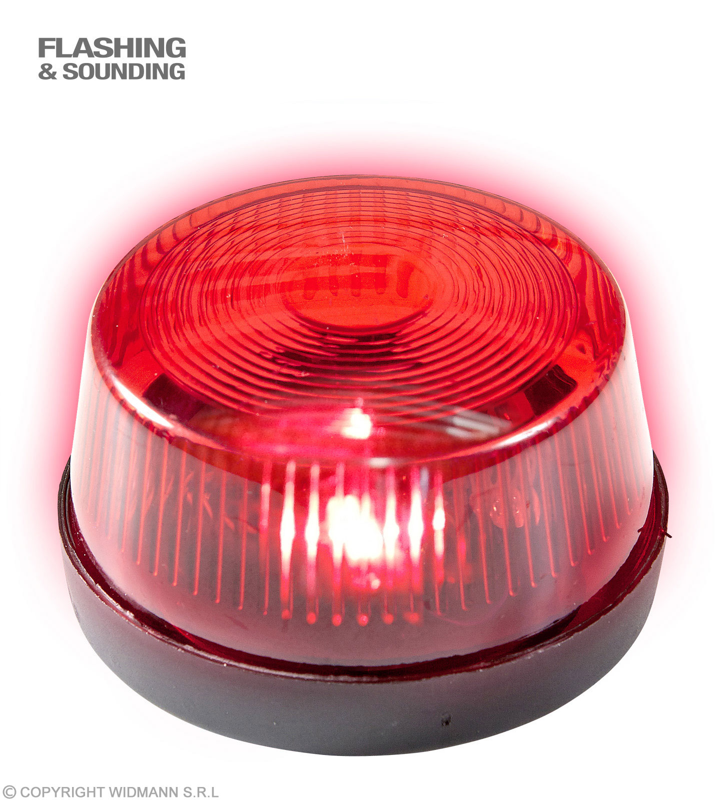 Blinkendes Rotlicht- Warnlicht mit Sirene 6 x 4 cm Martinshorn Mottoparty  rot