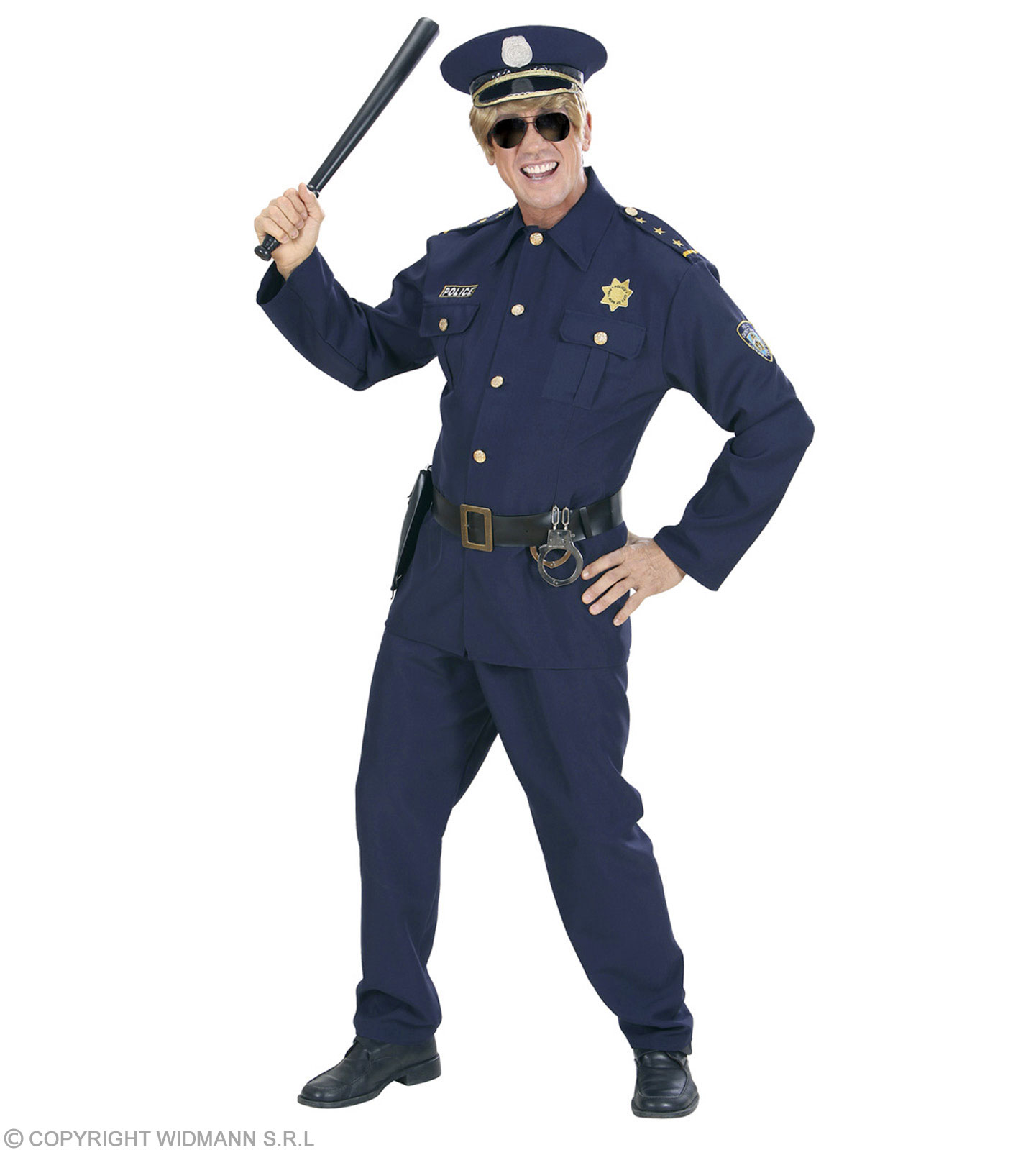 Polizei-Hut Bullen-Mütze Karneval Cop Polizei-Kostüm Party JGA Fasching Blau 176