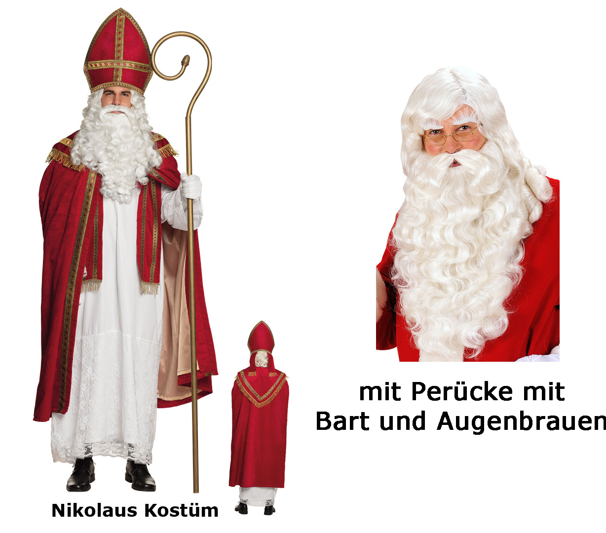 Kostüm Weihnachtsmann Nikolaus Bischof Bischofsrobe M/L XL XXL 