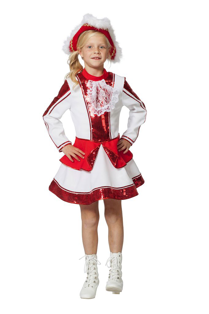 Kinder-Kostüm Tanzmariechen rot/weiß/gold Funkemariechen Kinderkostüm