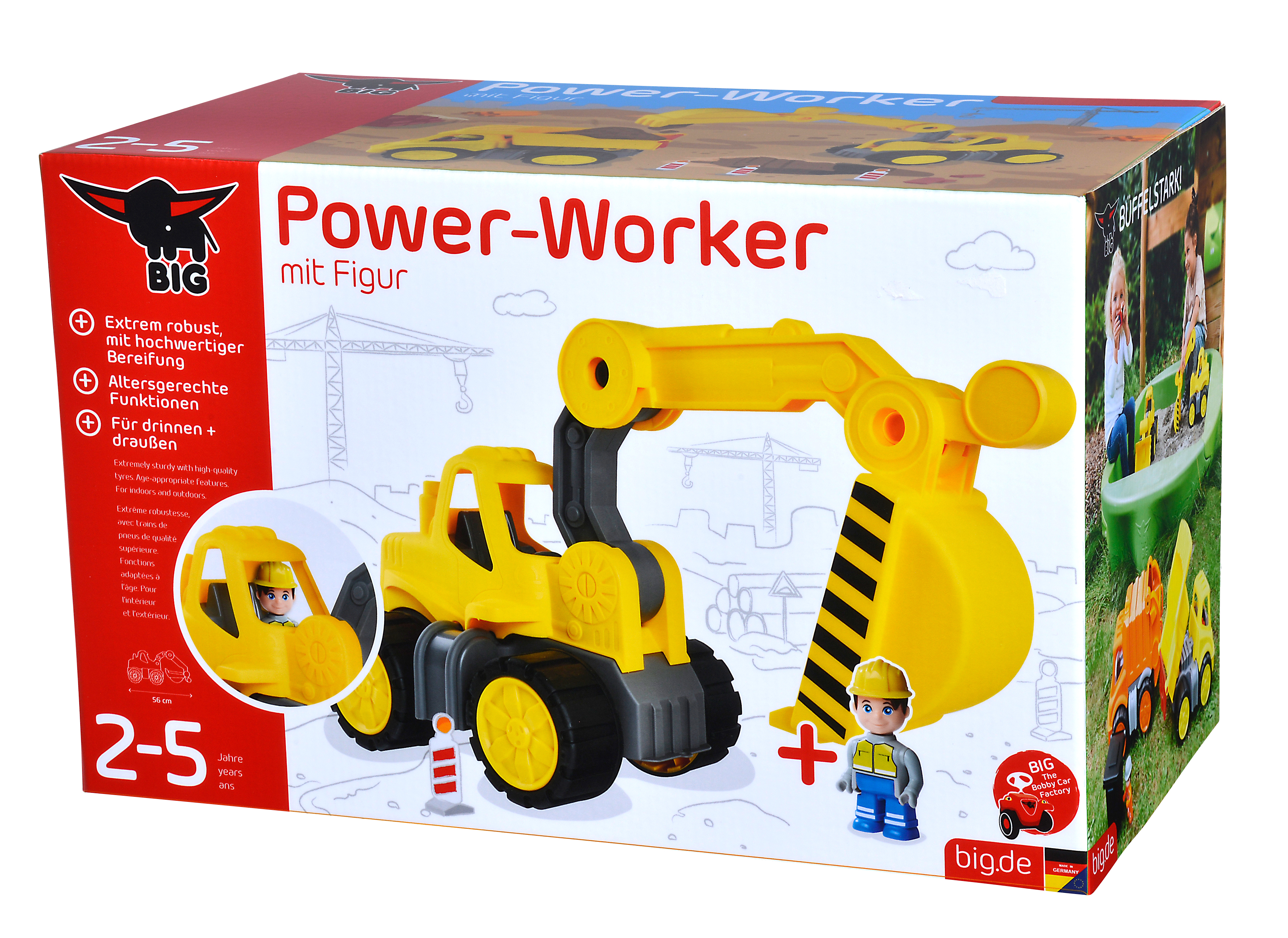 BIG-Power-Worker Bagger + Figur - Spielzeug Auto mit beweglichem